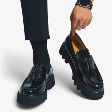Mocassins en Cuir Noir Brillant
