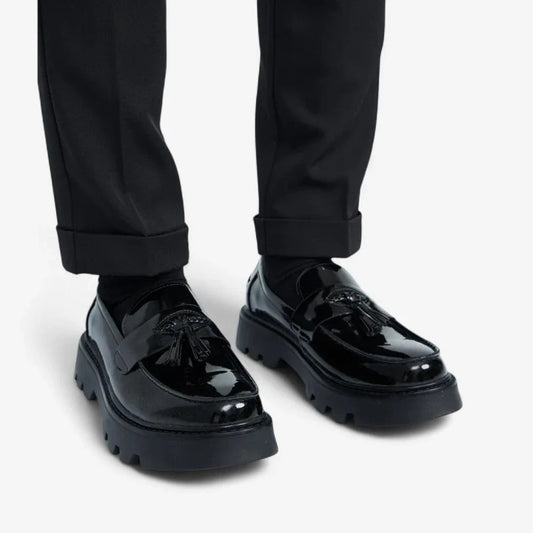 Mocassins en Cuir Noir Brillant